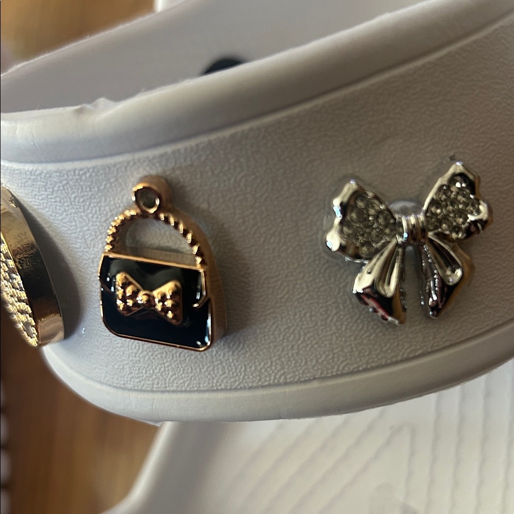 Croc White Sandals with Decorative Charms - Picture 3 of 11
